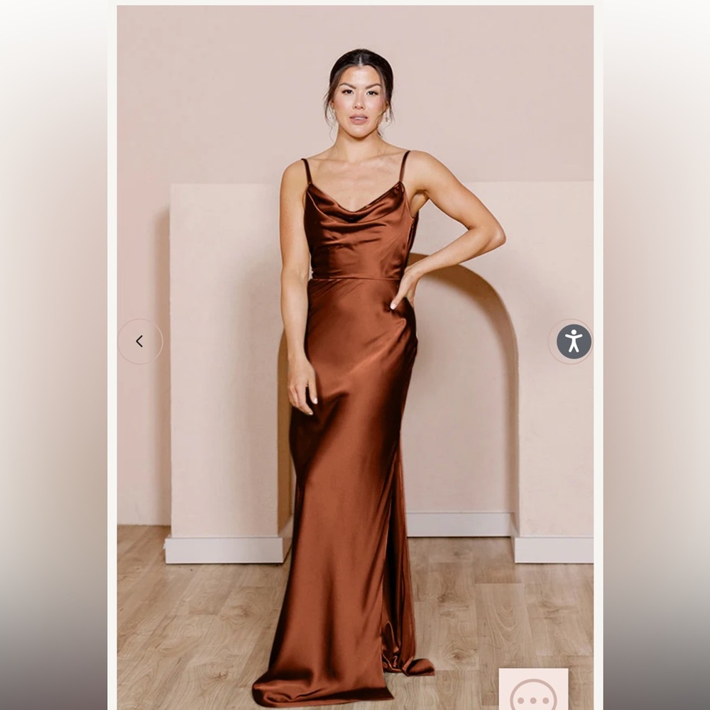 Revelry: Nadia Satin Dress - Color: Rust. Size 6